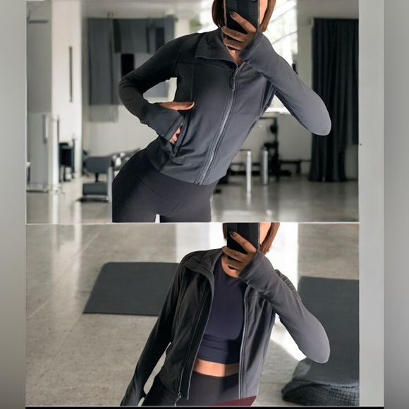 Lululemon Athletica Women’s Charcoal Gray Bomber Jacket Size 8/10 Luon Fabric - Picture 3 of 16